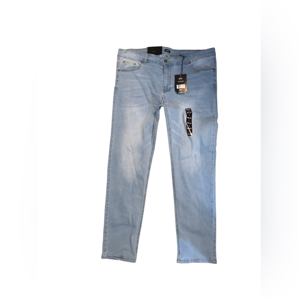 BLU ROCK Flex Stretch Jeans Mens 38x31 Light Wash Slim Straight Denim NWT